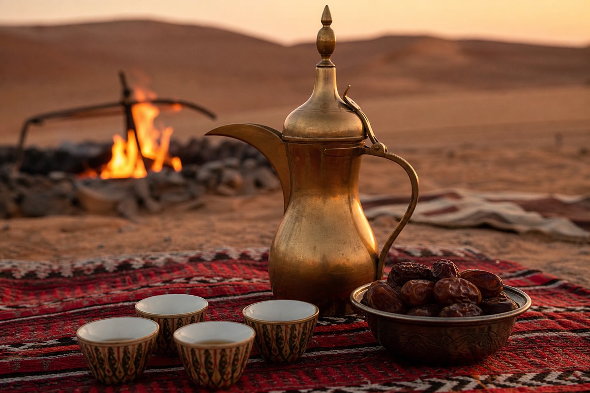 Omani coffee and dates, the traditional Bedouin welcome
