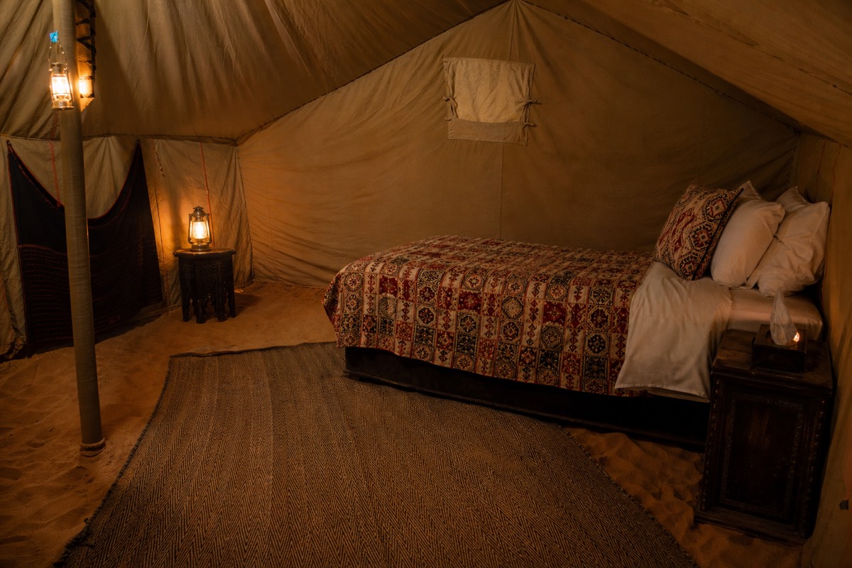 Bedouin-style tents at a Wahiba Sands desert camp